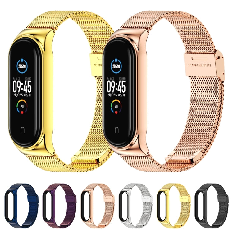 Mijobs Milan CS Screwless Buckle Metal Watch Band Case for Xiaomi Mi Band 3 & 4 & 5 & 6, Host not Included(Blue) by MIJOBS