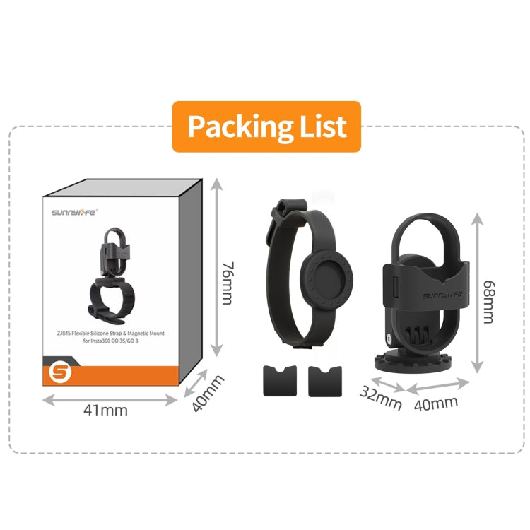 For Insta360 GO 3S / GO 3 Sunnylife Camera Strap Magnetic Mount Drone Mount Silicone Wristband Backpack Stripe (Black) by Sunnylife