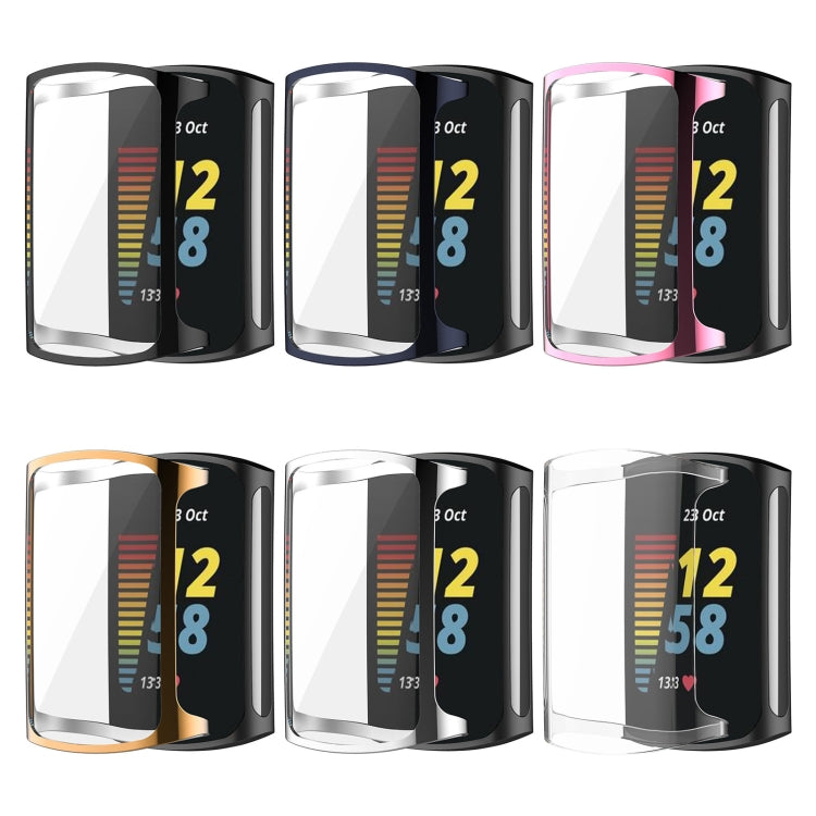 For Fitbit Charge 5 Full Coverage TPU Electroplating Protective Case Cover(Midnight Blue) by bashfashion