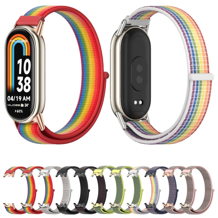 For Xiaomi Smart Band 10 / 9 / 8 Mijobs Breathable Nylon Loop Watch Band(Rainbow Light Gold) by MIJOBS