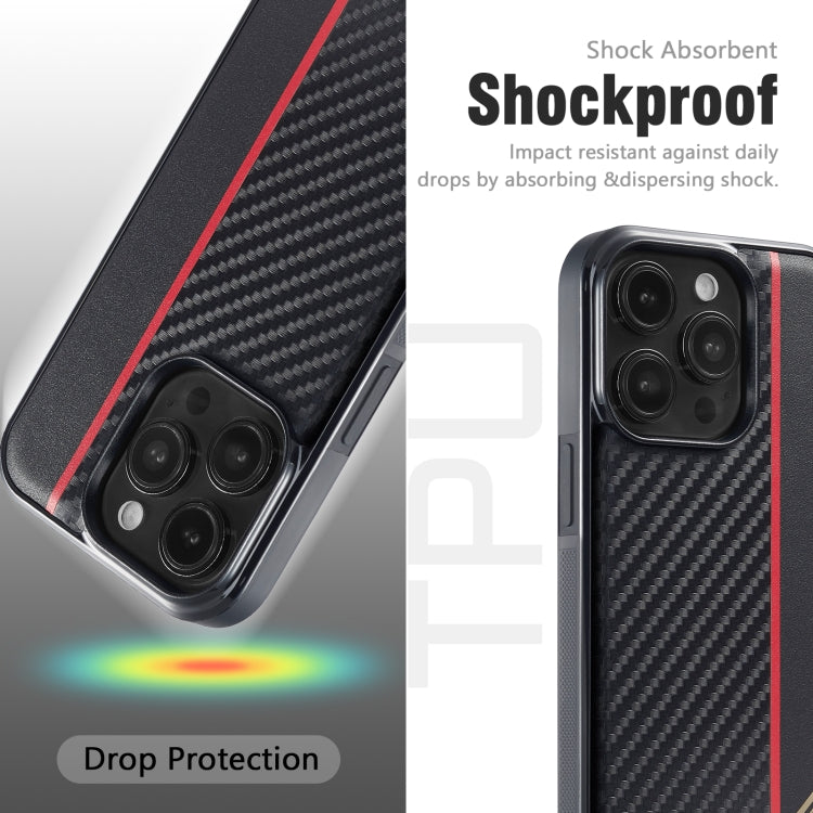 For iPhone 16 Plus LC.IMEEKE 3 in 1 Carbon Fiber Texture Shockproof Phone Case(Black) by LC.IMEEKE