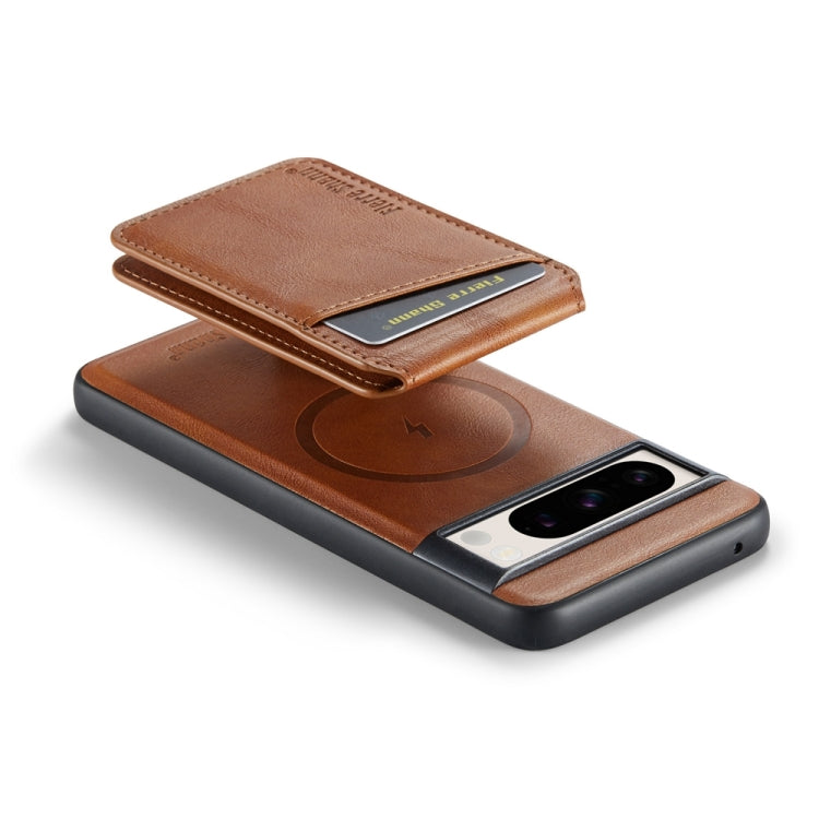 For Google Pixel 7a Fierre Shann Cowhide Vertical Flip Magnetic Card Holder Phone Case(Brown) by FIERRE SHANN