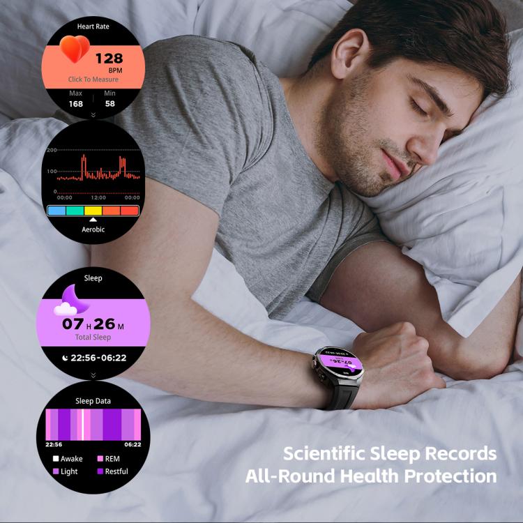 GT97 1.53 inch Round Screen 2 in 1 Bluetooth Earphone Leather Strap Smart Watch Supports Bluetooth Calls(Silver) by bashfashion