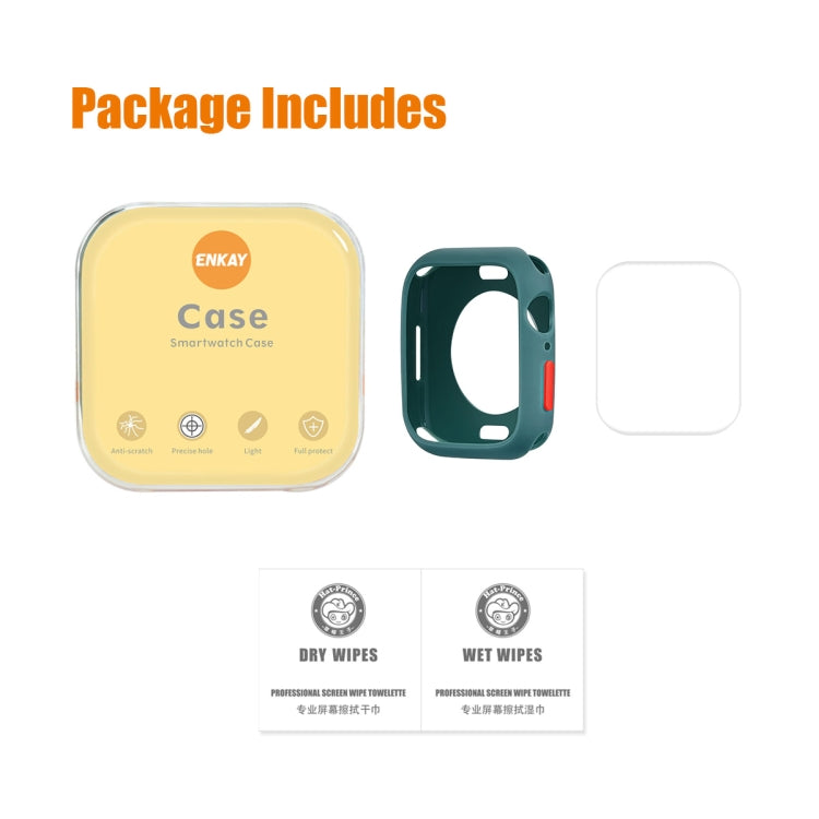 ENKAY TPU Case + Full Coverage PET Screen Protector For Apple Watch Series 9 / 8 / 7 45mm(Deep Green) by ENKAY