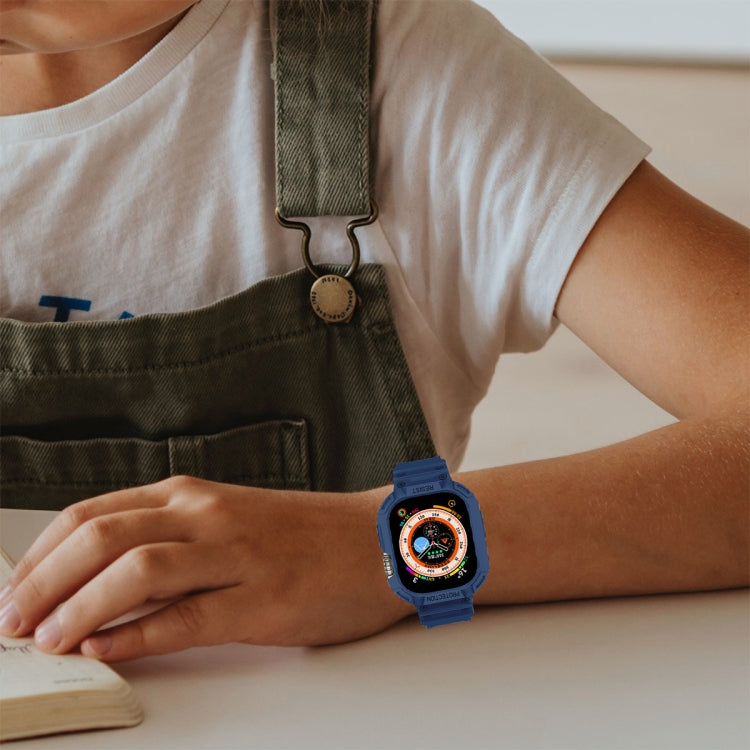 For Apple Watch Ultra 3 / 2 / 1 49mm JUNSUNMAY Integrated TPU Case Adjustable Elastic Watch Band(Army Green) by JUNSUNMAY