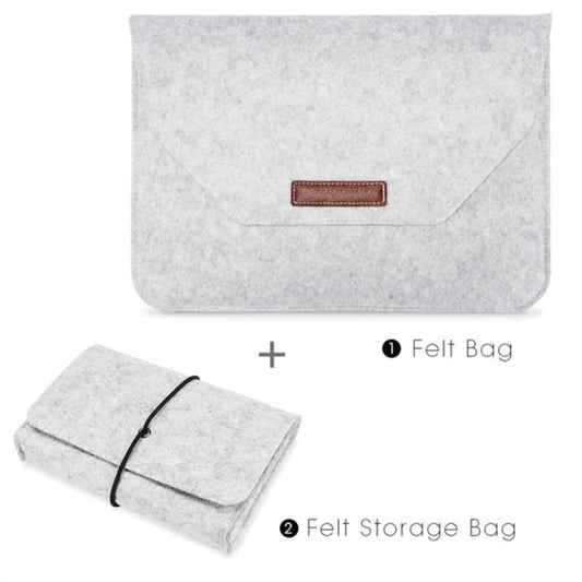 Portable Air Permeable Felt Sleeve Bag for MacBook Laptop, with Power Storage Bag, Size:15 inch(Grey) by bashfashion