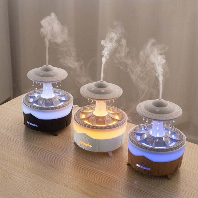 UFO Water Drop Aromatherapy Humidifier Desktop Remote Control Diffuser, Plug: EU Plug(Wood Grain) by bashfashion