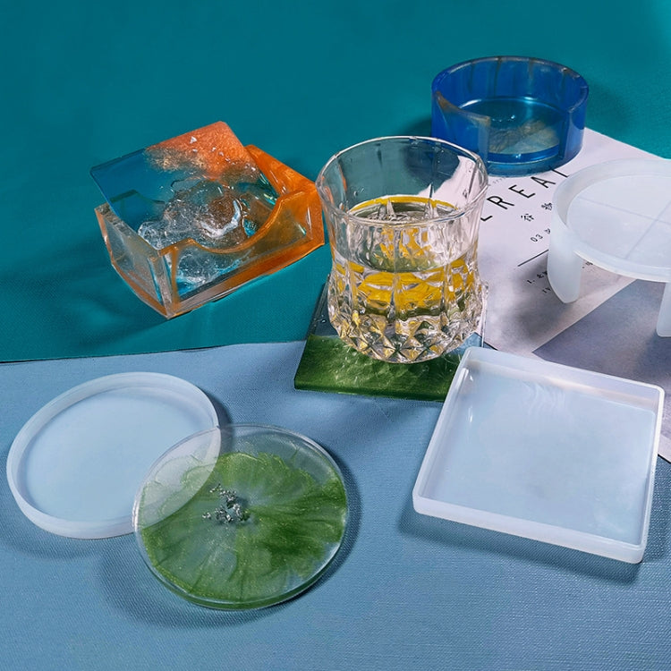 DIY Crystal Epoxy Storage Box Silicone Mould, Specification: Square Coaster Box Set by bashfashion