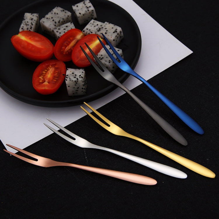 2pcs 304 Stainless Steel Fruit Cake Fork Plating Titanium Tableware, Color: Titanium Black by bashfashion