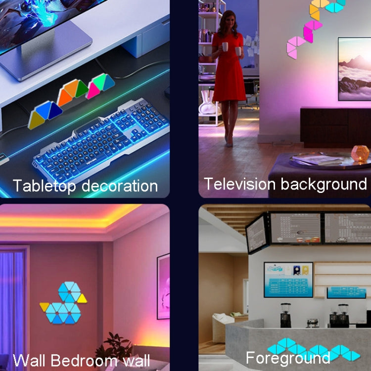 6pcs /Set Triangle Splicing Intelligent Sound Control Quantum Light Atmosphere Lighting With Remote Control, US Plug(WiFi Model) by bashfashion