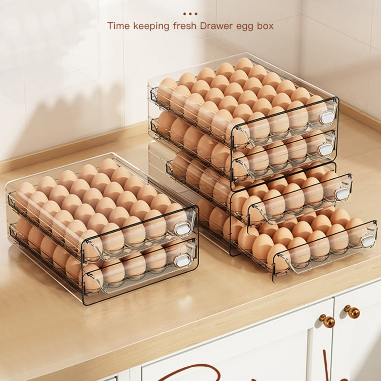 Middle Layer Double Layer 24 Grid Cream Color Egg Storage Box PET Transparent Multi-Specification Egg Box by bashfashion