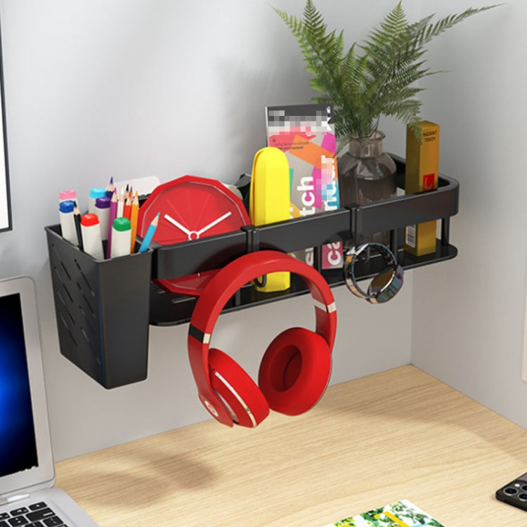 Wall-mounted Kitchen and Bathroom Storage Rack with 4 Hooks, Spec: Shelf + Pole by bashfashion