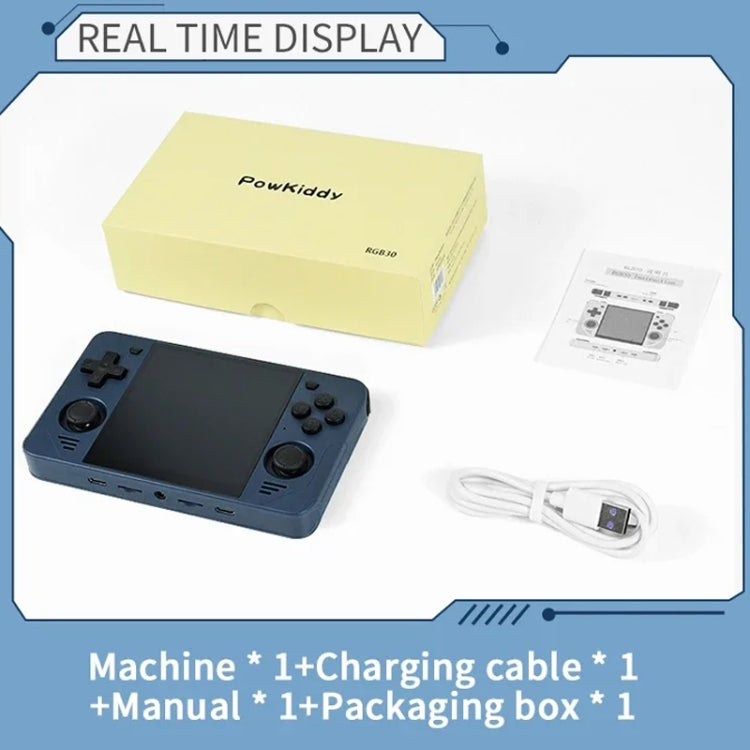 POWKIDDY RGB30 4 Inch IPS Screen Handheld Game Console Built In WIFI+Bluetooth 16GB+128GB(Blue) by POWKIDDY