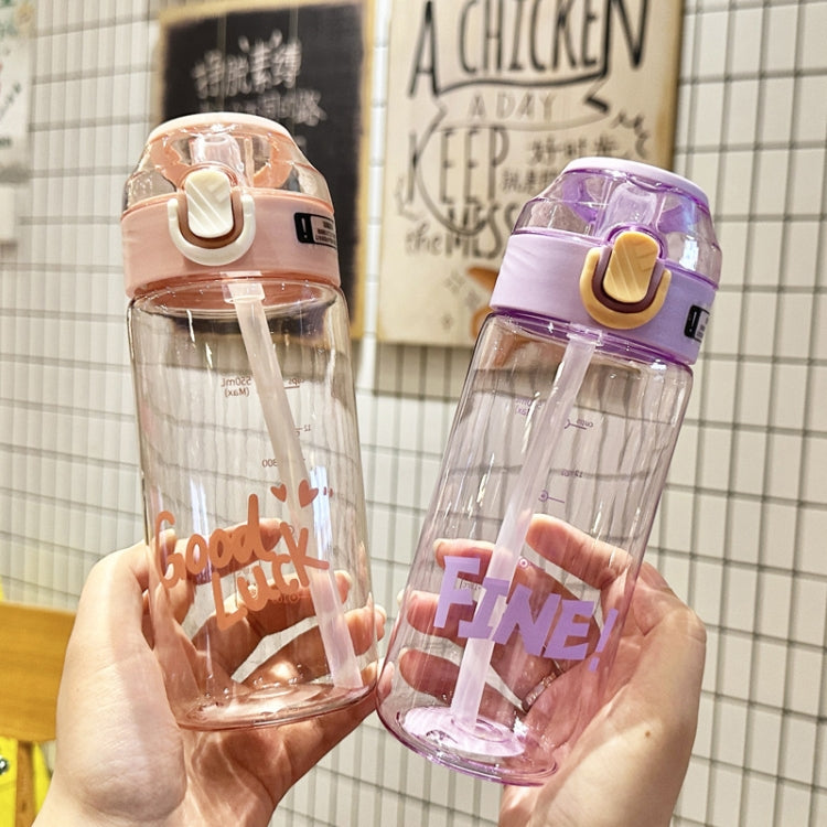 Student Portable Bouncing Straw Large Capacity Drop Resistant Plastic Cups, Style: 550ml Purple by bashfashion