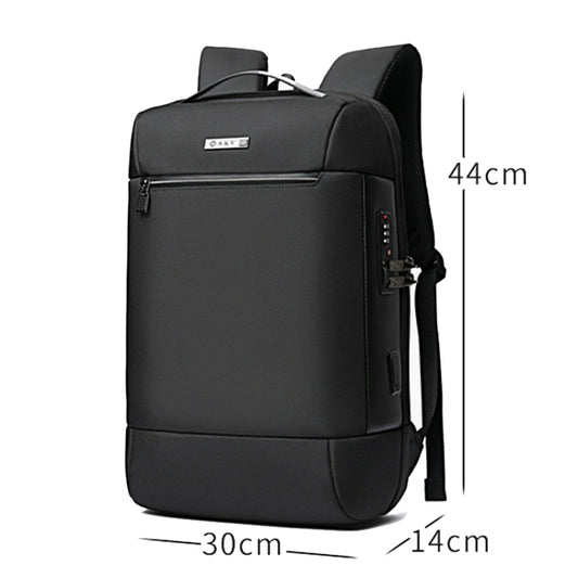 SKV B20453 Men Business Casual Multifunctional Double Shoulder Bag Large Capacity Laptop Backpack(Black) by SKV