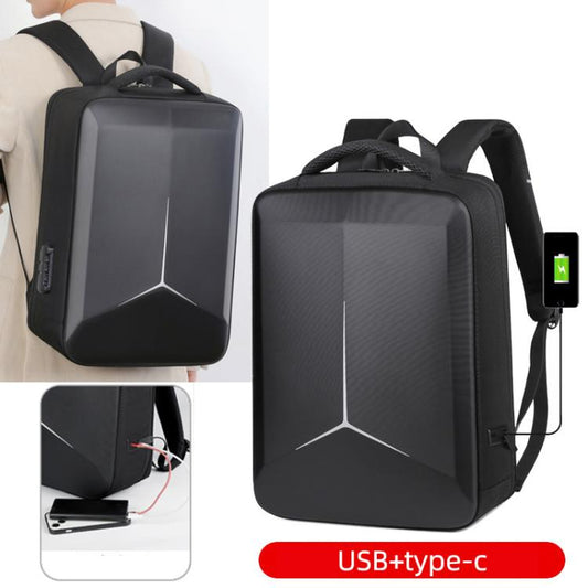 17.3-18 Inch Hard Shell Laptop Backpack with USB+Type-C Charging Ports Unisex Anti-Theft Business Travel Bag, Color: Black by bashfashion