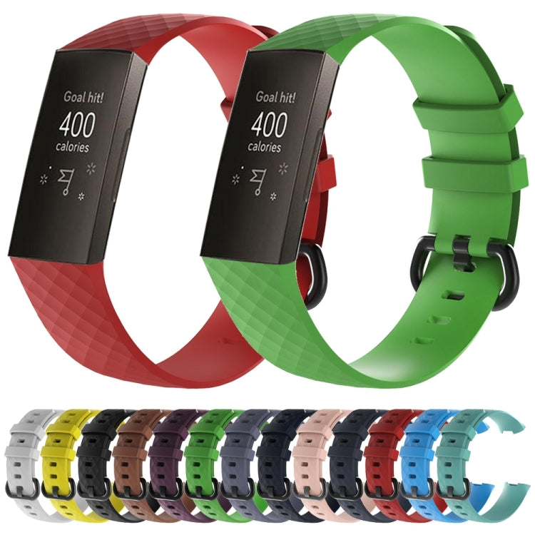 Diamond Pattern Silicone Watch Band for Fitbit Charge 3, Size: 210x18mm(Tiffany Blue) by bashfashion