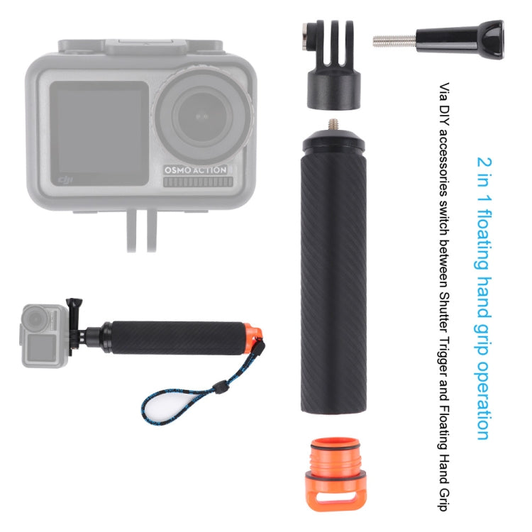 Shutter Trigger + Floating Hand Grip Diving Buoyancy Stick with Adjustable Anti-lost Strap & Screw & Wrench for DJI Osmo Action by bashfashion