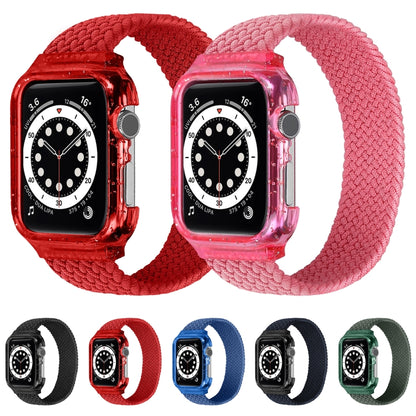 Weave Wrist Strap Watch Bands with Frame For Apple Watch Series 9&8&7 41mm / SE 3&SE 2&6&SE&5&4 40mm / 3&2&1 38mm, Length:155mm(Red) by bashfashion