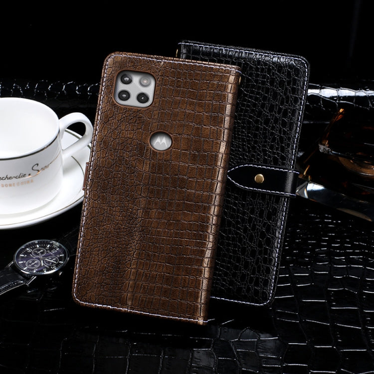 For Motorola One 5G Ace idewei Crocodile Texture Horizontal Flip Leather Case with Holder & Card Slots & Wallet(Dark Brown) by idewei