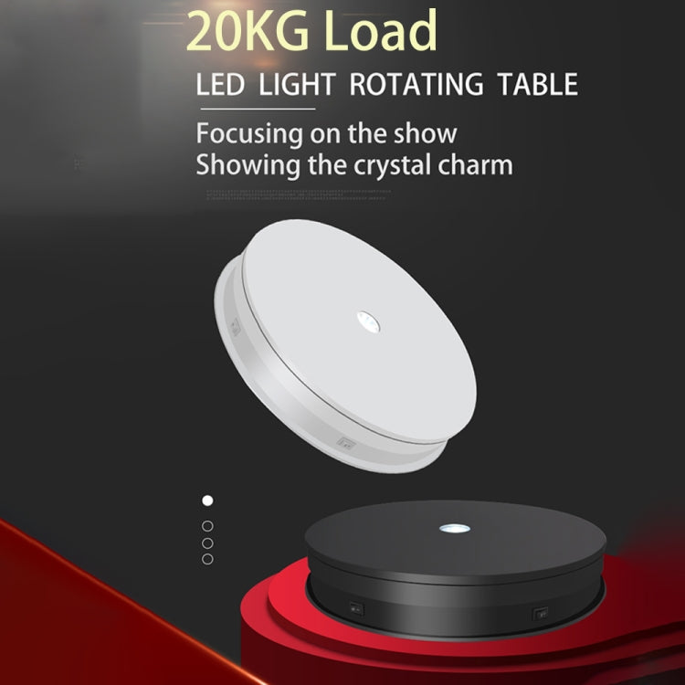 20cm Electric Rotating Turntable Display Stand LED Light Video Shooting Props Turntable, Power Plug:220V EU Plug(Black) by bashfashion