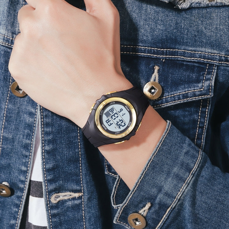 SKMEI 1790 Triplicate Round LED Dual Time Digital Display Luminous Electronic Watch for Men(Gold Black) by SKMEI