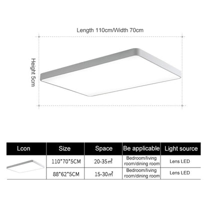 Macaron LED Rectangle Ceiling Lamp, White Light, Size:88x62cm(Pink) by bashfashion