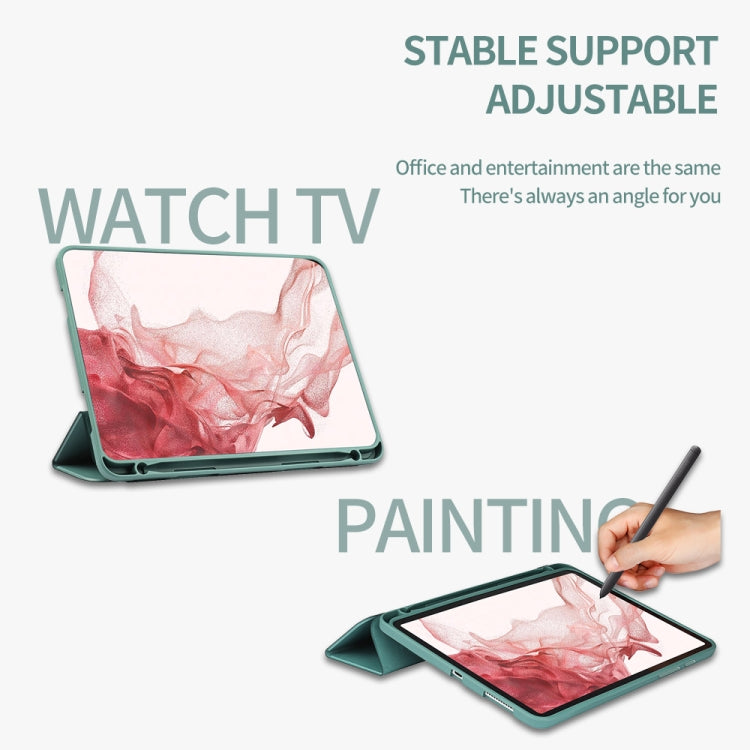 For Samsung Galaxy Tab S8+ / X800 3-folding Honeycomb TPU Smart Leather Tablet Case(Green) by bashfashion