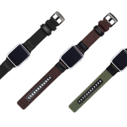 For Apple Watch Series 7 41mm / 6 & SE & 5 & 4 40mm / 3 & 2 & 1 38mm Nylon Watch Band(Coffee) by bashfashion