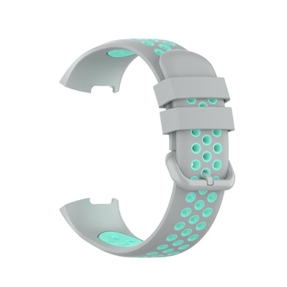 For Fitbit Charge 4 / Charge 3 / Charge 3 SE Watch Button Two Colors Silicone Replacement Strap Watchband(Grey Teal) by bashfashion