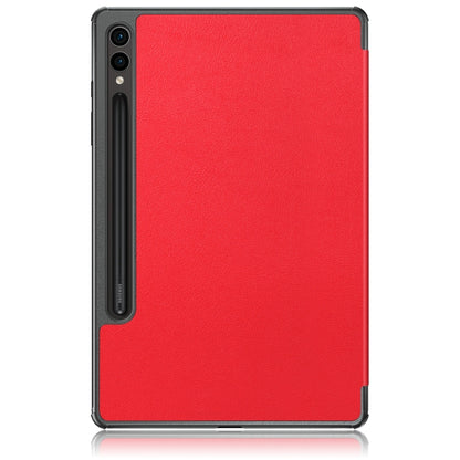 For Samsung Galaxy Tab S9+ Custer Pure Color 3-Fold Holder Smart Leather Tablet Case(Red) by bashfashion