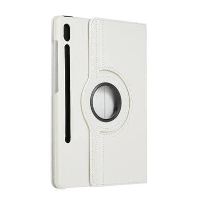 For Samsung Galaxy Tab S10 FE / S9 FE / S9 Litchi Texture 360 Degrees Rotation Holder Leather Tablet Case(White) by bashfashion