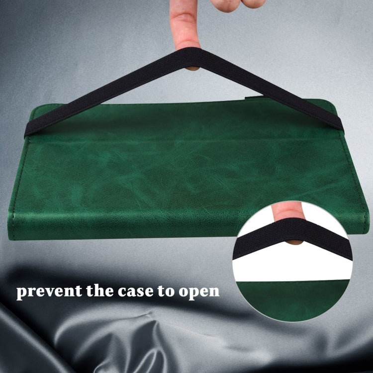 For Samsung Galaxy Tab A9+ Solid Color Stripe Embossed Leather Tablet Case(Green) by bashfashion