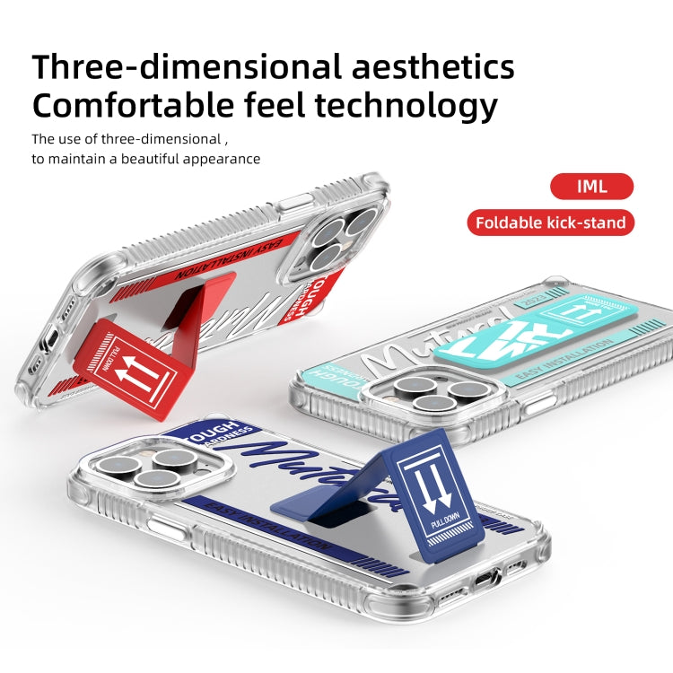 For iPhone 15 Pro Max Mutural Wing Flash Series TPU Phone Case with IML Stand(Blue) by Mutural