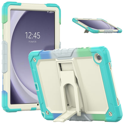 For Samsung Galaxy Tab A11+ / A9+ Silicone Hydric PC Tablet Case with Shoulder Strap & Holder(Colorful Light Blue) by bashfashion