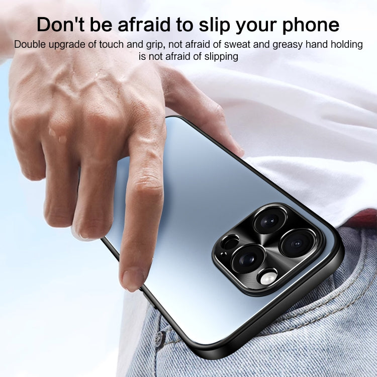 For iPhone 14 Pro Max R-JUST RJ-61 Electroplating Frosted TPU + PC Phone Case(Blue) by R-JUST