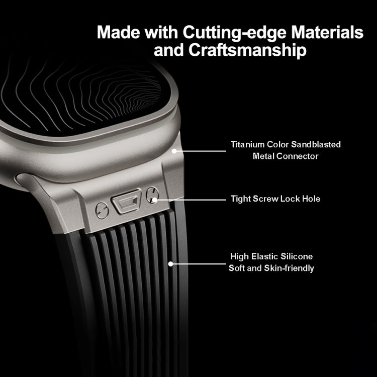 For Apple Watch Series 10 42mm Vertical Texture Titanium Buckle Elastic Silicone Watch Band(Starlight) by bashfashion