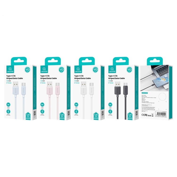 USAMS US-SJ693 USB to USB-C / Type-C 3A Striped Fast Charge Data Cable, Length:2m(Black) by USAMS