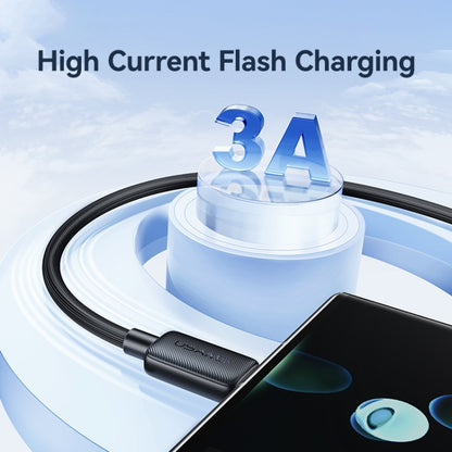 USAMS US-SJ693 USB to USB-C / Type-C 3A Striped Fast Charge Data Cable, Length:2m(Black) by USAMS