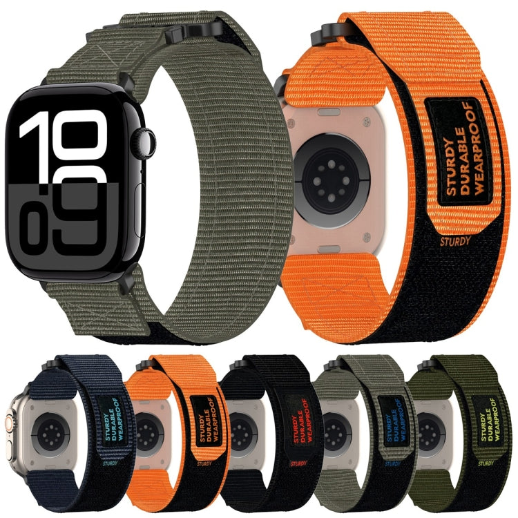 For Apple Watch Series 8 45mm Nylon Hook And Loop Fastener Watch Band(Army Green) by bashfashion