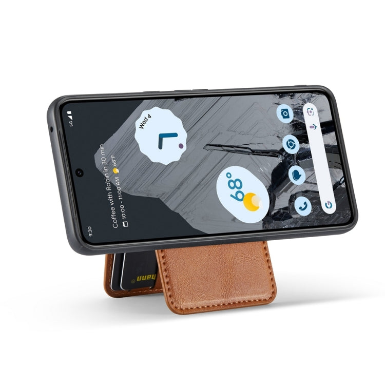 For Google Pixel 7a Fierre Shann Cowhide Vertical Flip Magnetic Card Holder Phone Case(Brown) by FIERRE SHANN