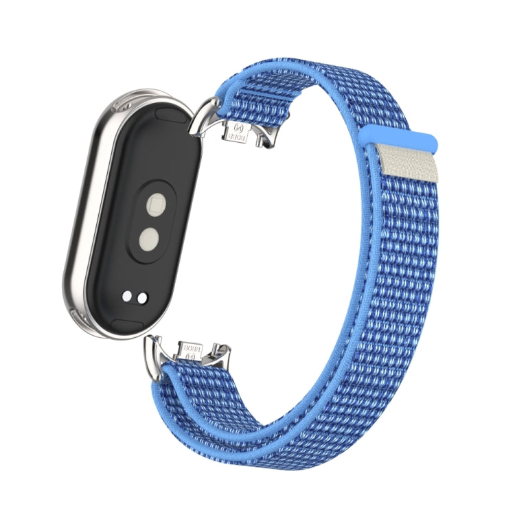For Xiaomi Smart Band 9 / 8 Metal Connector + Loop Nylon Hook and Loop Fastener Watch Band(Cape Blue) by bashfashion