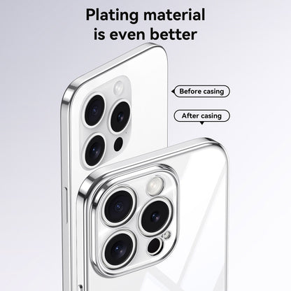 For iPhone 14 SULADA Electroplated Clear TPU Soft Frame Phone Case with Wrist Strap(Black) by SULADA