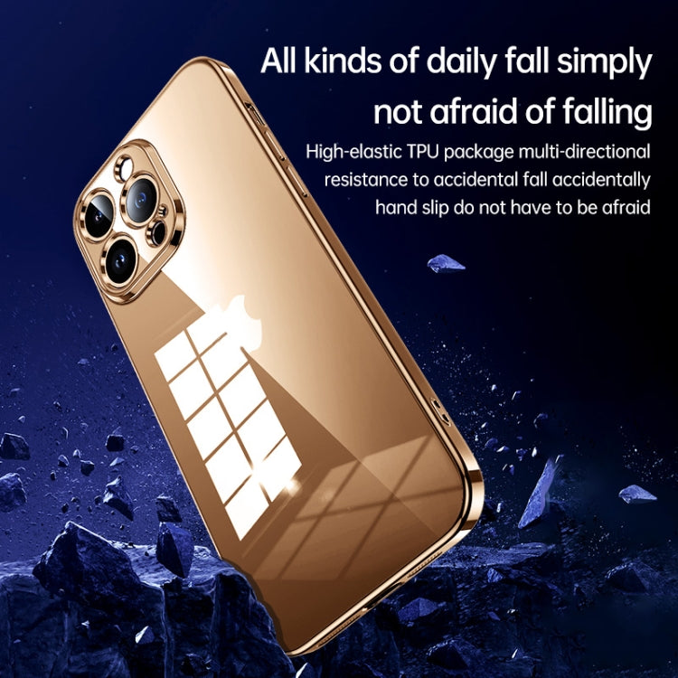 For iPhone 16 Pro Max SULADA Shine Through Series Plating TPU Transparent Phone Case(Gold) by SULADA