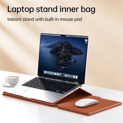 Multifunctional Laptop PU Magnetic Stand Split Liner Bag with Mouse Pad Function, Size:13-14 inch(Dark Blue) by bashfashion
