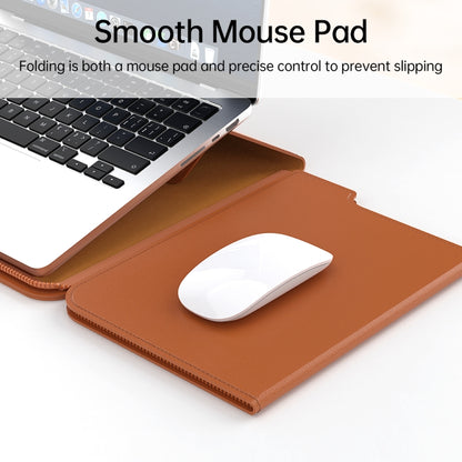 Multifunctional Laptop PU Magnetic Stand Split Liner Bag with Mouse Pad Function, Size:13-14 inch(Dark Green) by bashfashion