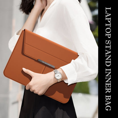 Multifunctional Laptop PU Magnetic Stand Split Liner Bag with Mouse Pad Function, Size:13-14 inch(Dark Green) by bashfashion