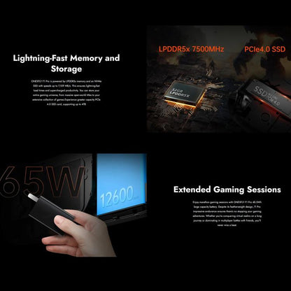 ONE-NETBOOK OneXPlayer F1 Pro 7 inch Handheld Game Console, 32GB+2TB, Windows 11 AMD Ryzen AI 9 365 CPU(UK Plug) by ONE-NETBOOK