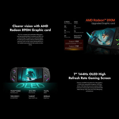 ONE-NETBOOK OneXPlayer F1 Pro 7 inch Handheld Game Console, 32GB+2TB, Windows 11 AMD Ryzen AI 9 HX 370 CPU(EU Plug) by ONE-NETBOOK