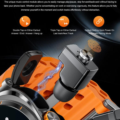 GT98 1.53 inch 2 in 1 Bluetooth Headphone IP67 Waterproof Smart Watch Supports Blood Oxygen Monitoring(Black) by bashfashion